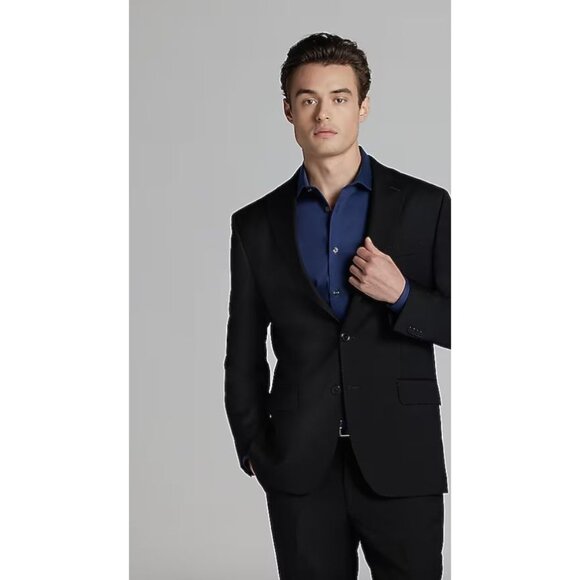 JOE Joseph Abboud Mens Slim Fit Super 120's Wool Blazer Size 42R Black AN EXC - Picture 2 of 12
